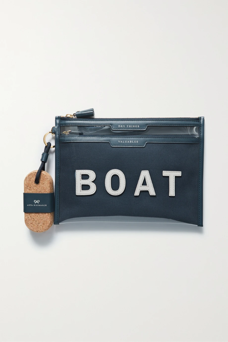 유럽직배송 안야힌드마치 ANYA HINDMARCH + NET SUSTAIN Boat Dry Things leather-trimmed recycled canvas and TPU pouch 32027475400197997