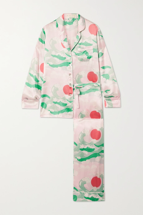 유럽직배송 올리비아본할 파자마 세트 OLIVIA VON HALLE Lila printed silk-satin pajama set 34344356237160048