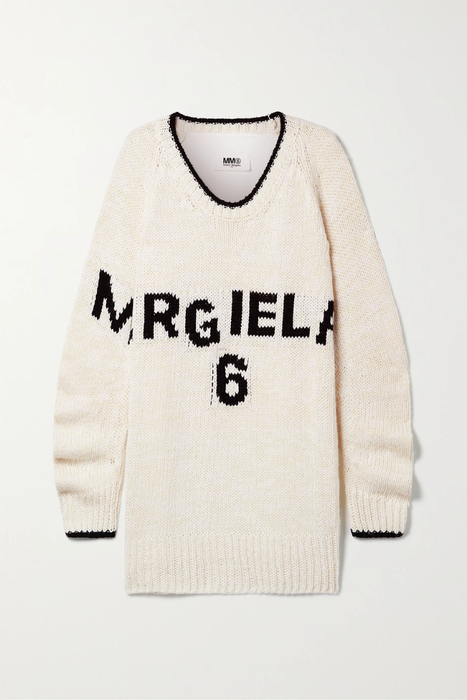 유럽직배송 MM6 메종마르지엘라 스웨터 MM6 MAISON MARGIELA Intarsia cotton-blend and jersey sweater 24665545640578123