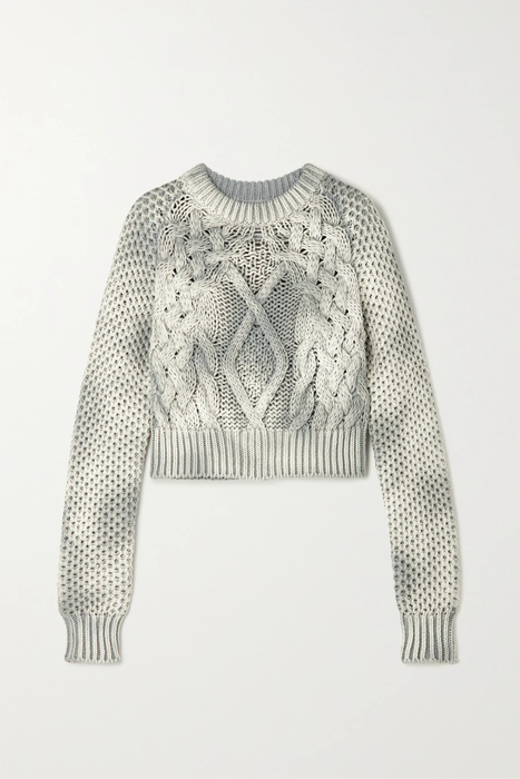 유럽직배송 MM6 메종마르지엘라 스웨터 MM6 MAISON MARGIELA Cropped printed cable-knit cotton sweater 24665545640578366