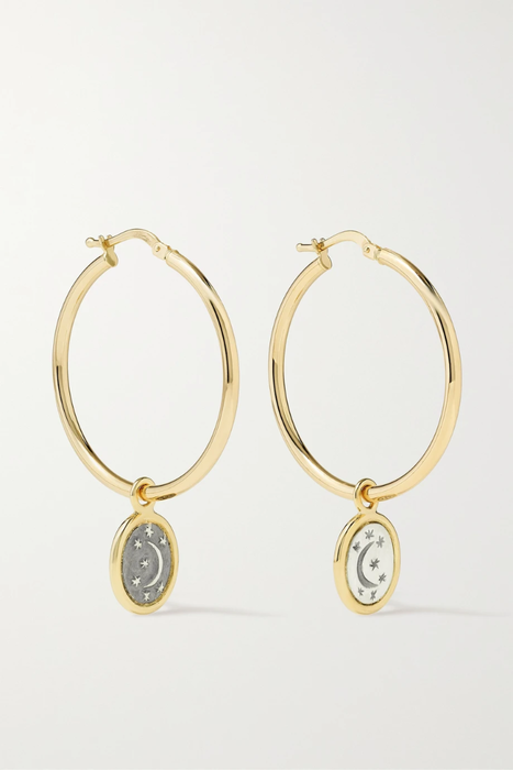 유럽직배송 두비니 귀걸이 DUBINI Moon &amp; Stars 18-karat gold and silver hoop earrings 38063312418321761