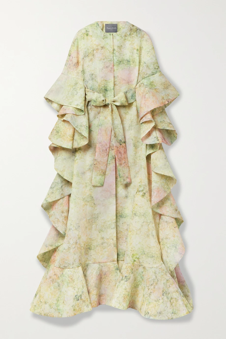 유럽직배송 모니크륄리에 코트 MONIQUE LHUILLIER Ruffled belted floral-print gazar coat 25185454456026192