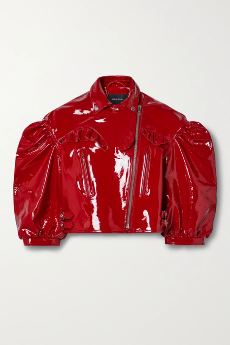 유럽직배송 시몬로샤 SIMONE ROCHA Cropped ruffled patent-leather biker jacket 33258524072406965