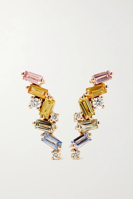 유럽직배송 수잔케일런 귀걸이 SUZANNE KALAN 18-karat rose gold, sapphire and diamond earrings 23841192565719609