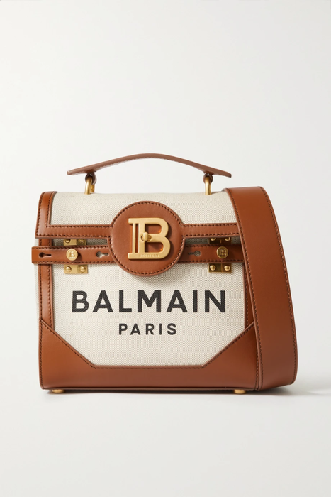 유럽직배송 발망 BALMAIN B-Buzz 23 leather-trimmed printed canvas shoulder bag 9649229528576299