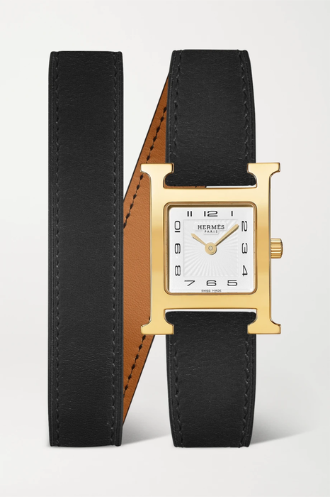 유럽직배송 HERMÈS TIMEPIECES Heure H 21mm small gold-plated and leather watch 36856120585245535