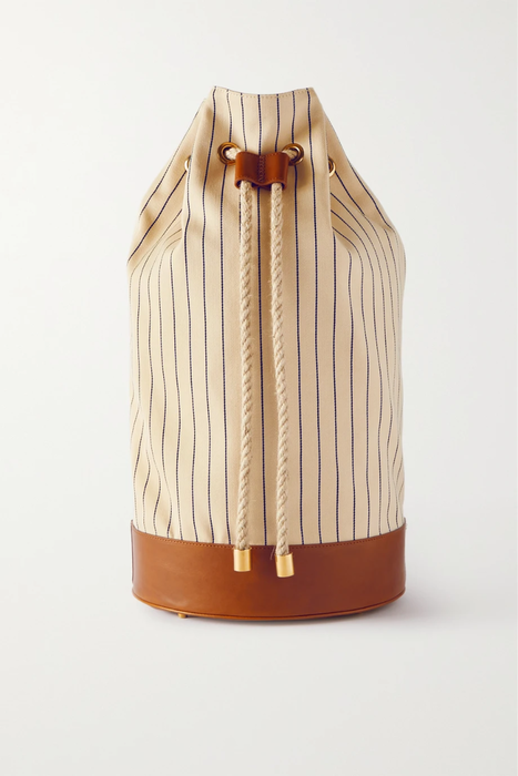 유럽직배송 지우리바 헤리티지 백팩 GIULIVA HERITAGE Sacca leather-trimmed striped canvas backpack 25185454456264658