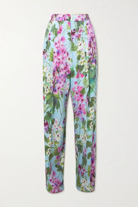 유럽직배송 돌체앤가바나 팬츠 DOLCE &amp; GABBANA Floral-print silk-blend charmeuse wide-leg pants 25185454455975882