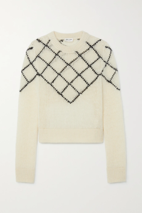 유럽직배송 생로랑 스웨터 SAINT LAURENT Checked open-knit wool-blend sweater 38063312419811965