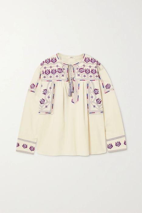 유럽직배송 이자벨마랑에뚜왈 블라우스 ISABEL MARANT ÉTOILE Treya tasseled embroidered cotton-jacquard blouse 24665545640578387