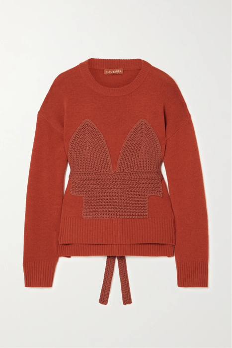 유럽직배송 알투자라 스웨터 ALTUZARRA Rhea tie-detailed appliquéd merino wool-blend sweater 25185454455957026