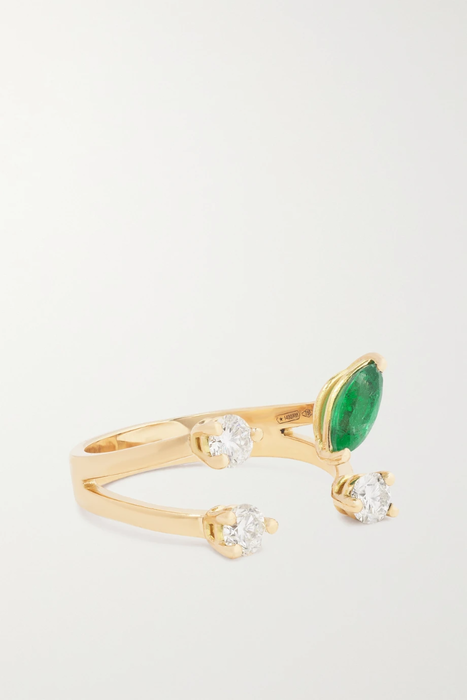 유럽직배송 DELFINA DELETTREZ 18-karat rose gold diamond and emerald ring 34344356236832151