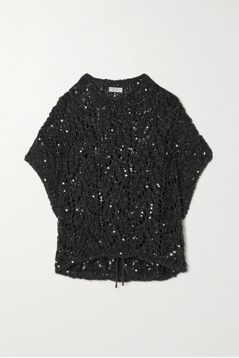 유럽직배송 브루넬로쿠치넬리 스웨터 BRUNELLO CUCINELLI Embellished crochet-knit linen-blend sweater 29419655932426094