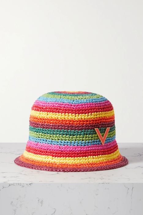 유럽직배송 발렌티노 버킷햇 VALENTINO Valentino Garavani embellished striped crochet bucket hat 25185454455768437