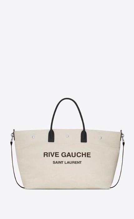 유럽직배송 입생로랑 SAINT LAURENT rive gauche maxi shopping bag in printed canvas and smooth leather 685543FAADW9083