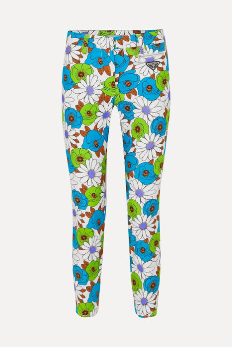 유럽직배송 프라다 PRADA Floral-print cotton-blend twill skinny pants 1890828707513984