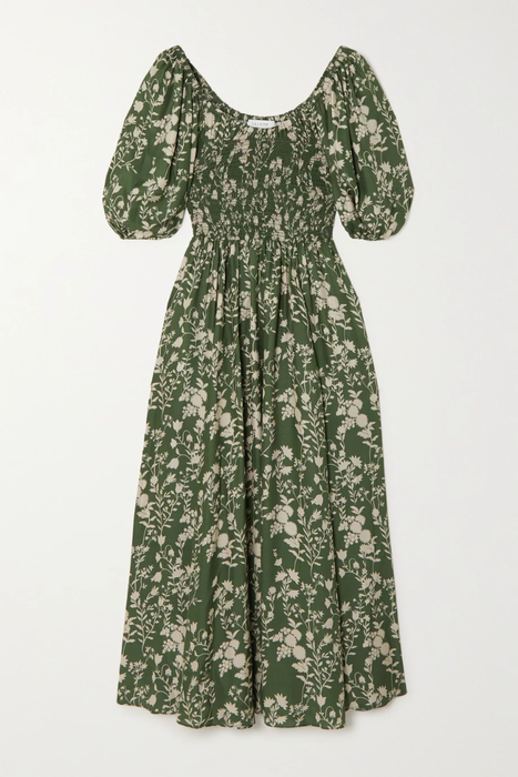 유럽직배송 LA LIGNE Shirred floral-print silk-crepe midi dress 25185454455840088