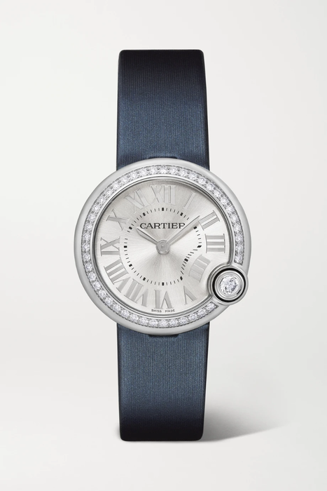 유럽직배송 까르띠에 CARTIER Ballon Blanc de Cartier 30mm stainless steel, leather and diamond watch 18706561955405624