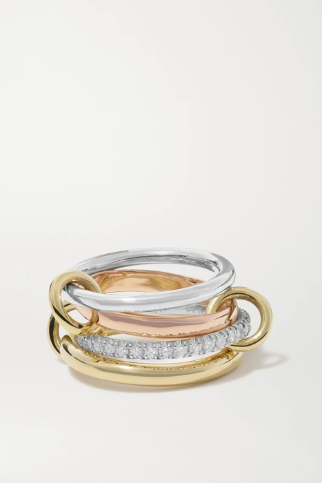 유럽직배송 스피넬리 킬콜린 반지 SPINELLI KILCOLLIN Cancer Deux set of four 18-karat yellow and rose gold and sterling silver diamond rings 2009602595867