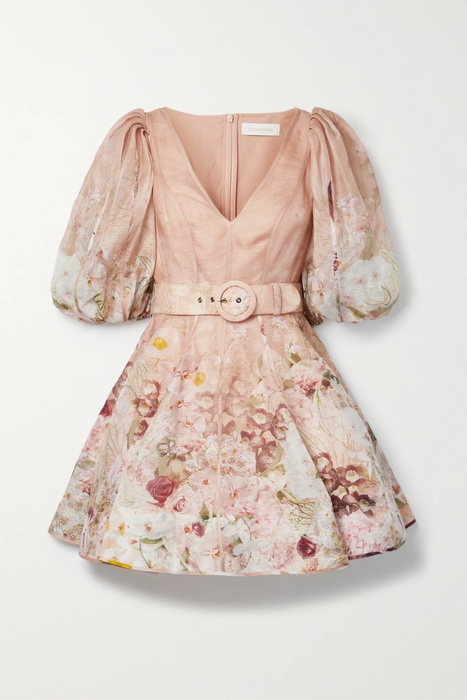 유럽직배송 짐머만 미니원피스 ZIMMERMANN Dancer belted floral-print silk and linen-blend organza mini dress 33258524072874873