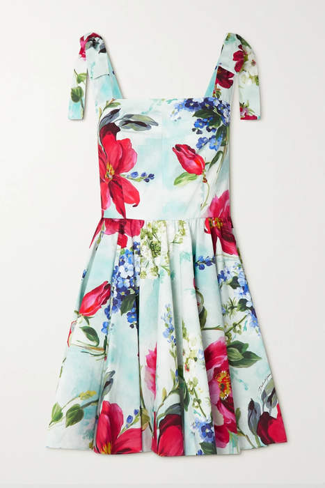 유럽직배송 돌체앤가바나 미니원피스 DOLCE &amp; GABBANA Pleated floral-print cotton-poplin mini dress 25185454455982319