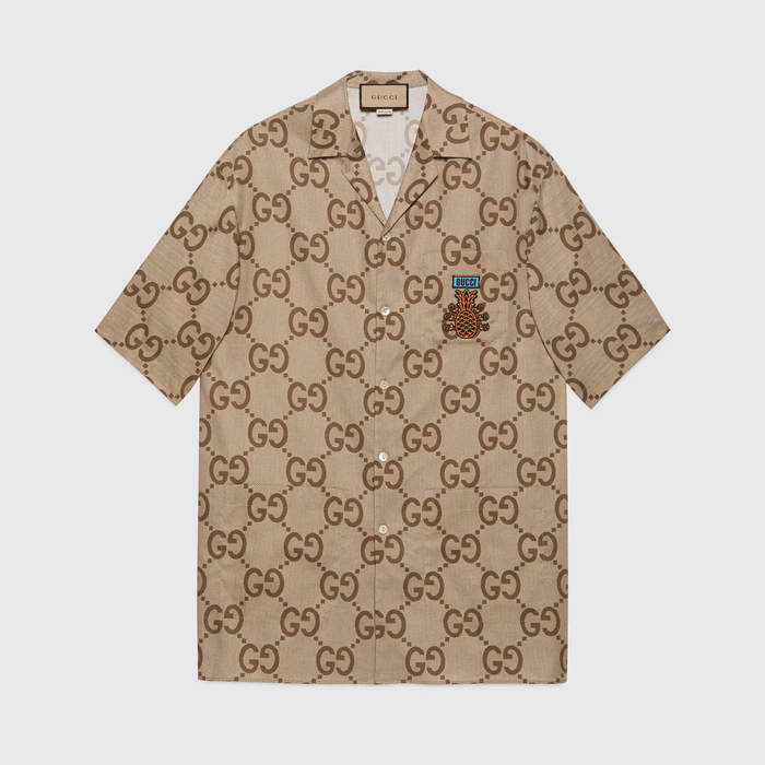 유럽직배송 구찌 GUCCI Gucci - Gucci Pineapple GG canvas bowling shirt 677050ZAH7X2345