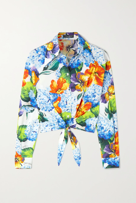 유럽직배송 돌체앤가바나 셔츠 DOLCE &amp; GABBANA Cropped floral-print cotton-poplin shirt 25185454455975909