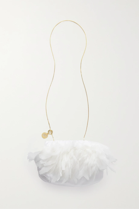 유럽직배송 로산티카 숄더백 ROSANTICA Liquirizia feather-embellished satin shoulder bag 24772899113482535