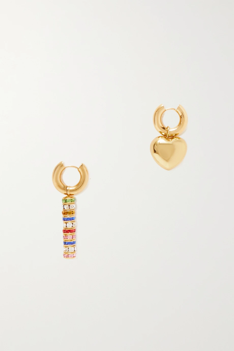 유럽직배송 타임리스펄리 TIMELESS PEARLY Gold-tone crystal hoop earrings 34344356237110676