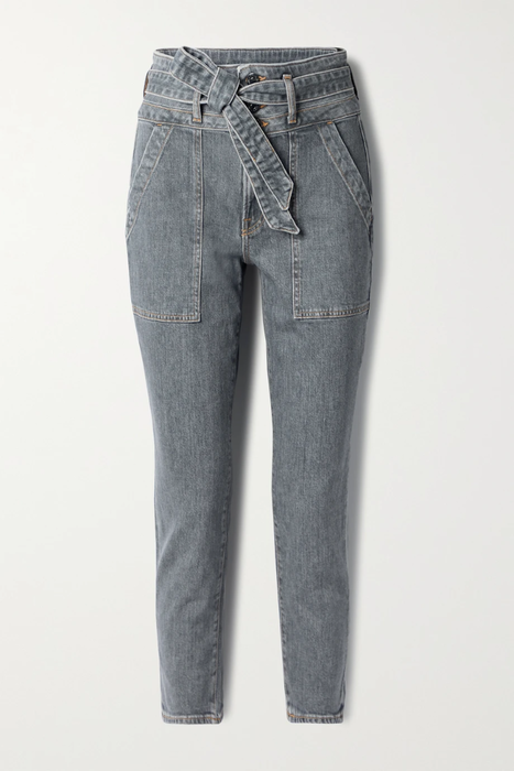 유럽직배송 베로니카비어드 VERONICA BEARD Logan belted high-rise slim-leg jeans 24772899113390383