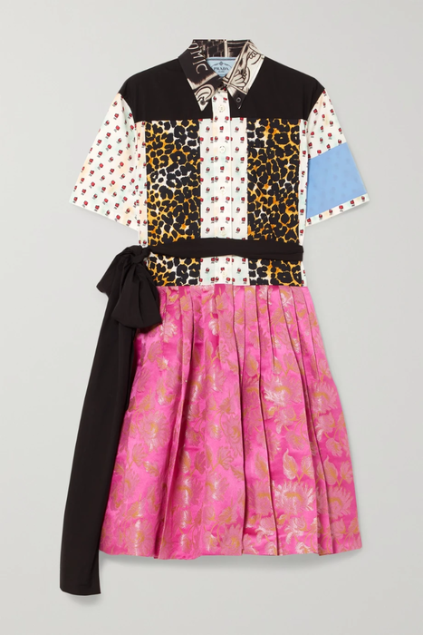 유럽직배송 프라다 PRADA Printed cotton-poplin and metallic brocade mini dress 1890828706982232