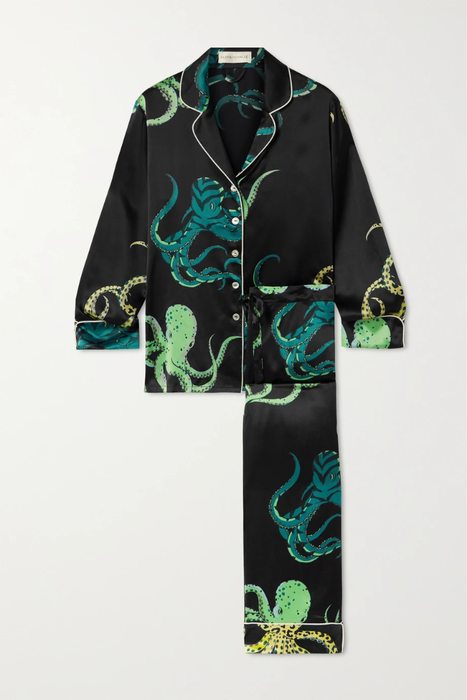 유럽직배송 올리비아본할 파자마 세트 OLIVIA VON HALLE Lila printed silk-satin pajama set 34344356237160044