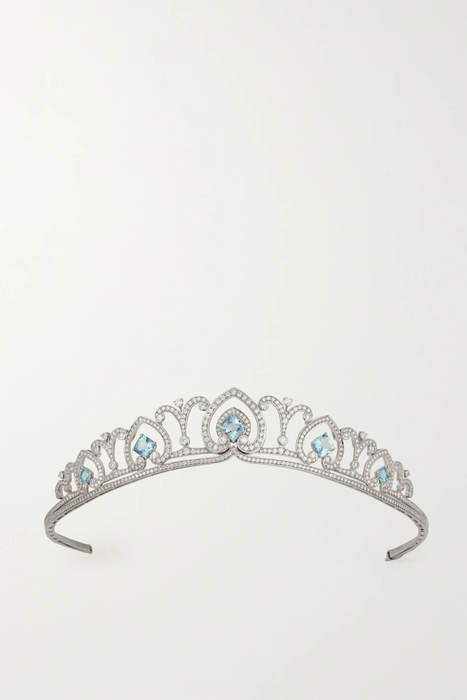 유럽직배송 GARRARD Catherine 18-karat white gold, aquamarine and diamond tiara 36856120585610651