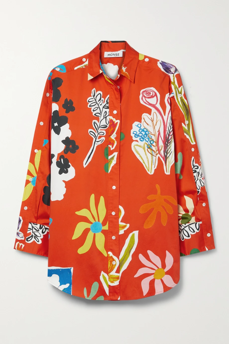 유럽직배송 몬세 셔츠 MONSE Convertible oversized floral-print cotton-blend poplin shirt 32027475400329677