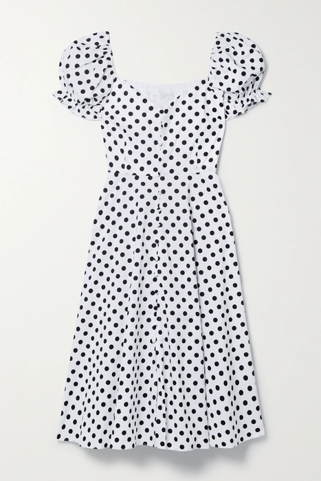 유럽직배송 캐롤라인 콘스타스 원피스 CAROLINE CONSTAS Savannah polka-dot cotton-blend poplin midi dress 33258524072765905