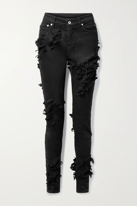 유럽직배송 릭오웬스 스키니진 RICK OWENS Detroit distressed high-rise skinny jeans 38063312418467049