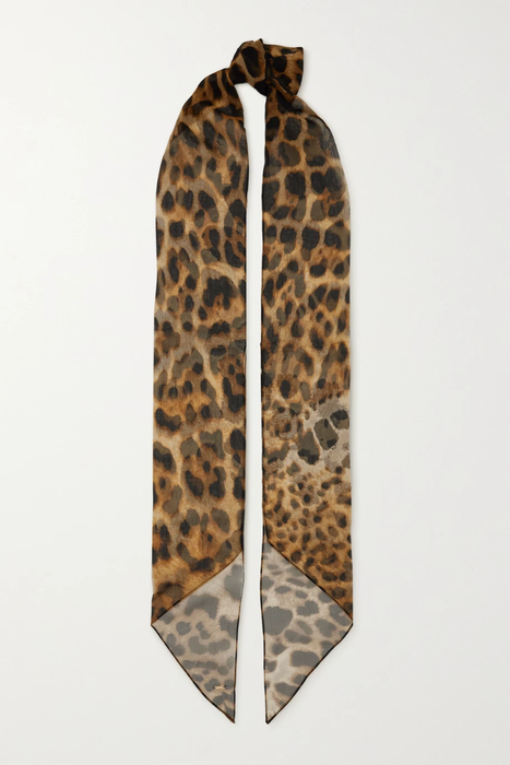 유럽직배송 생로랑 SAINT LAURENT Leopard-print silk-chiffon scarf 32027475399521521