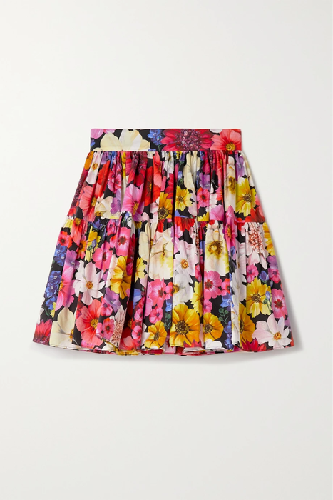 유럽직배송 돌체앤가바나 미니스커트 DOLCE &amp; GABBANA Tiered pleated floral-print cotton-poplin mini skirt 25185454455964157