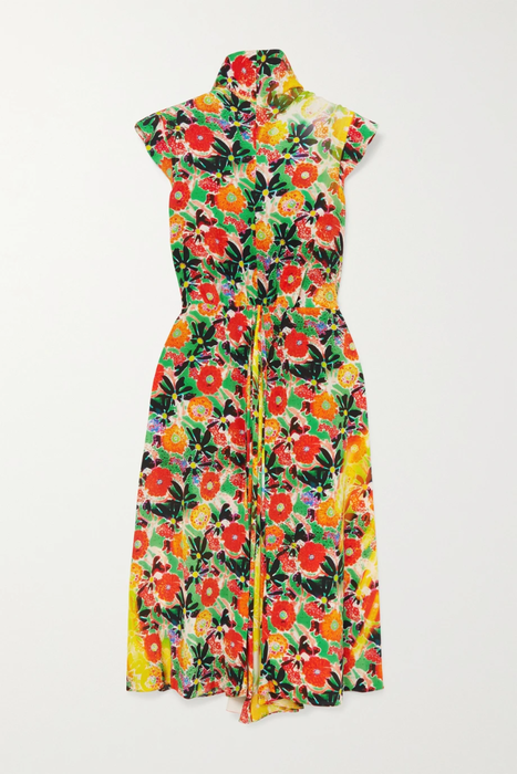 유럽직배송 프라다 PRADA Floral-print silk-crepe midi dress 17957409491660568