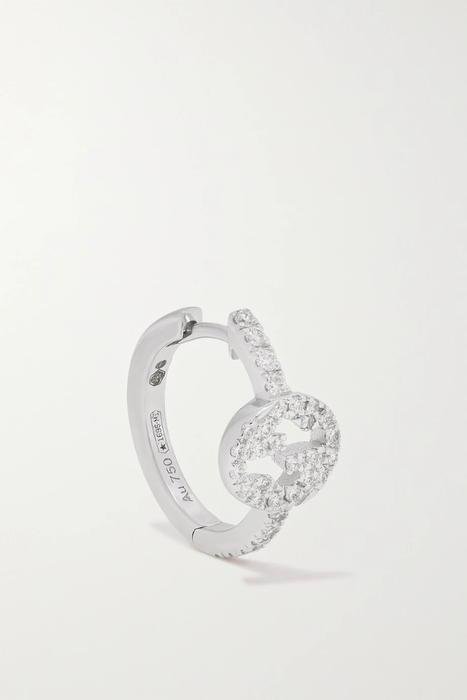 유럽직배송 구찌 싱글 귀걸이 GUCCI 18-karat white gold diamond single hoop earring 30629810019458175