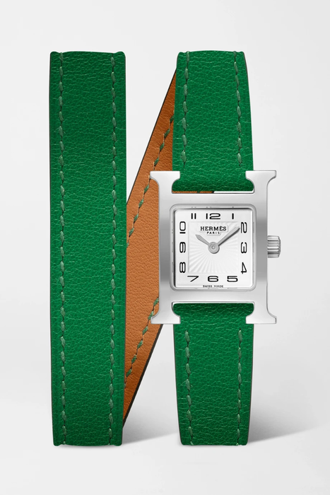 유럽직배송 HERMÈS TIMEPIECES Heure H Double Tour 17.2mm very small stainless steel and leather watch 36856120585245536
