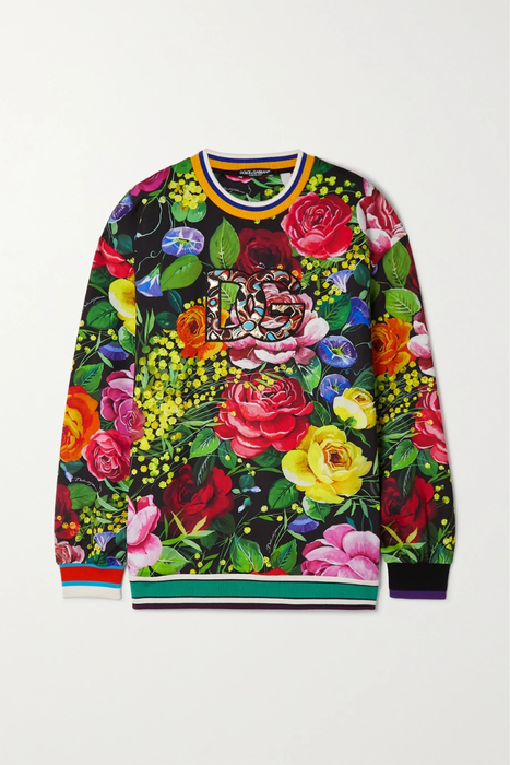 유럽직배송 돌체앤가바나 맨투맨 DOLCE &amp; GABBANA Appliquéd floral-print stretch-jersey sweatshirt 25185454455982329