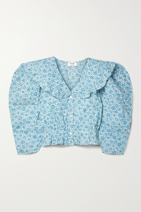 유럽직배송 Sea SEA Ida ruffled floral-print cotton-voile blouse 32027475399500790