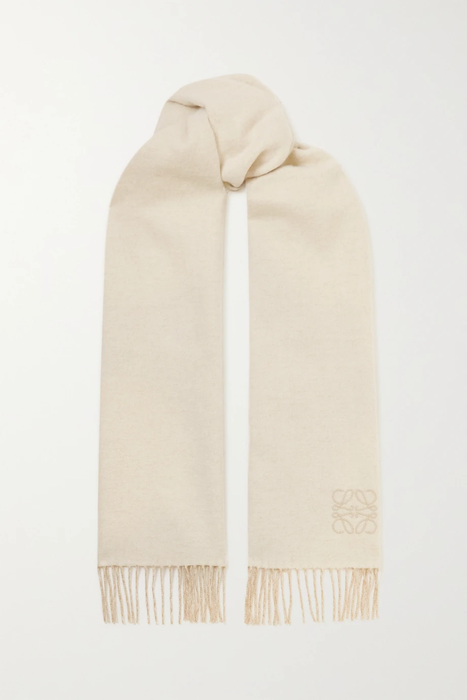 유럽직배송 로에베 LOEWE Fringed embroidered two-tone wool and cashmere-blend scarf 19971654707057076