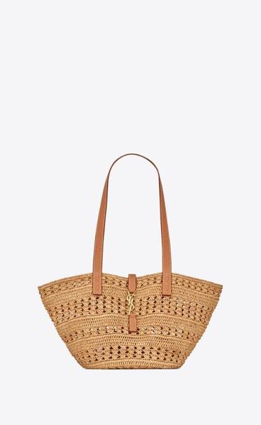 유럽직배송 입생로랑 파니에 토트백 SAINT LAURENT panier small bag in crochet raffia and smooth leather 685618GAAAC2080