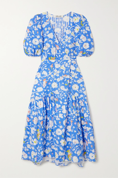유럽직배송 다이앤본퍼스텐버그 원피스 DIANE VON FURSTENBERG Elektra floral-print cotton-jacquard wrap dress 33258524072844715