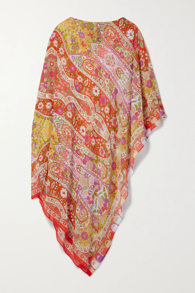 유럽직배송 에트로 ETRO Asymmetric floral-print silk crepe de chine poncho 43769801095700532