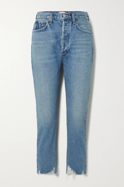 유럽직배송 에이골디 청바지 AGOLDE Riley cropped frayed high-rise straight-leg organic jeans 33258524072112221