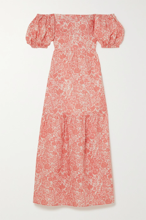 유럽직배송 PEONY Off-the-shoulder floral-print linen maxi dress 34344356237478522