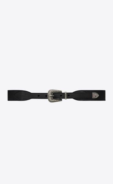 유럽직배송 입생로랑 남성벨트 SAINT LAURENT folk buckle belt in leather and metal 6881911UR1D1000